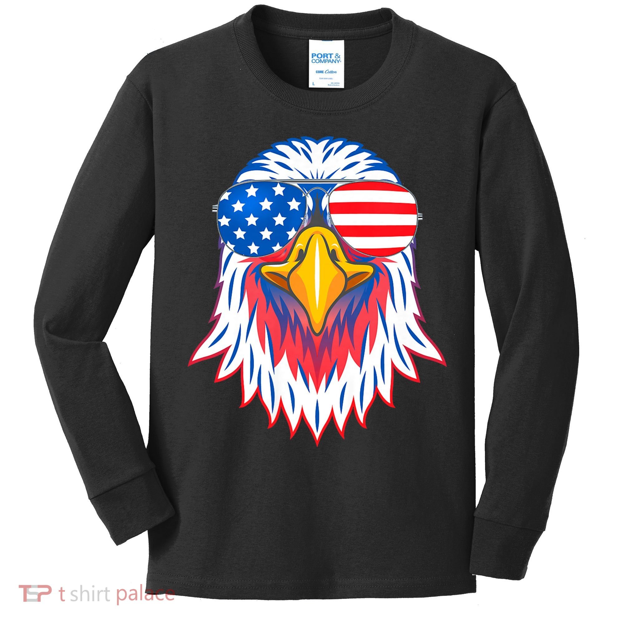 Patriotic Eagle 4th Of July Usa American Flag Pride Kids Long Sleeve Shirt