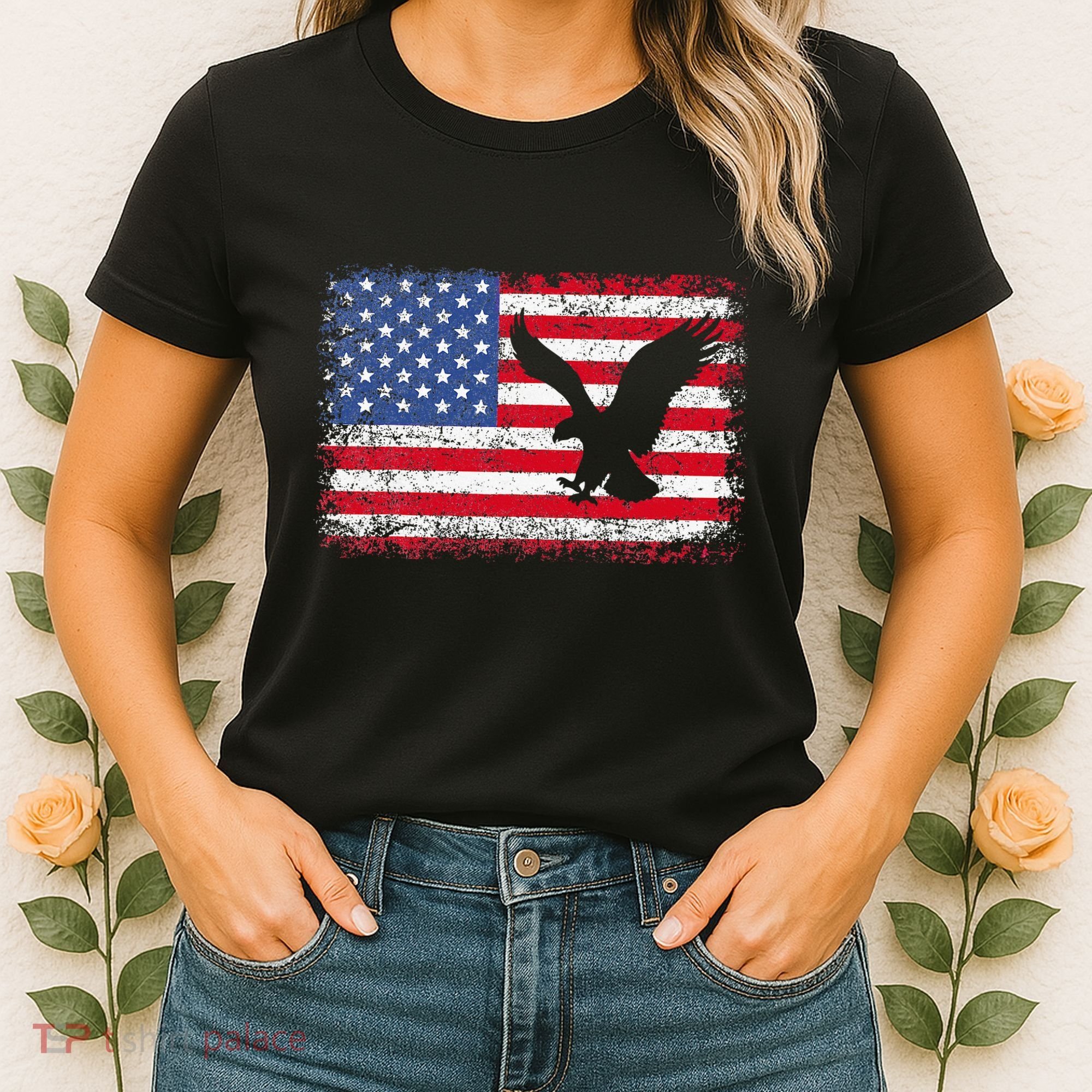 Patriotic Eagle 4th Of July Usa American Flag Women's T-Shirt