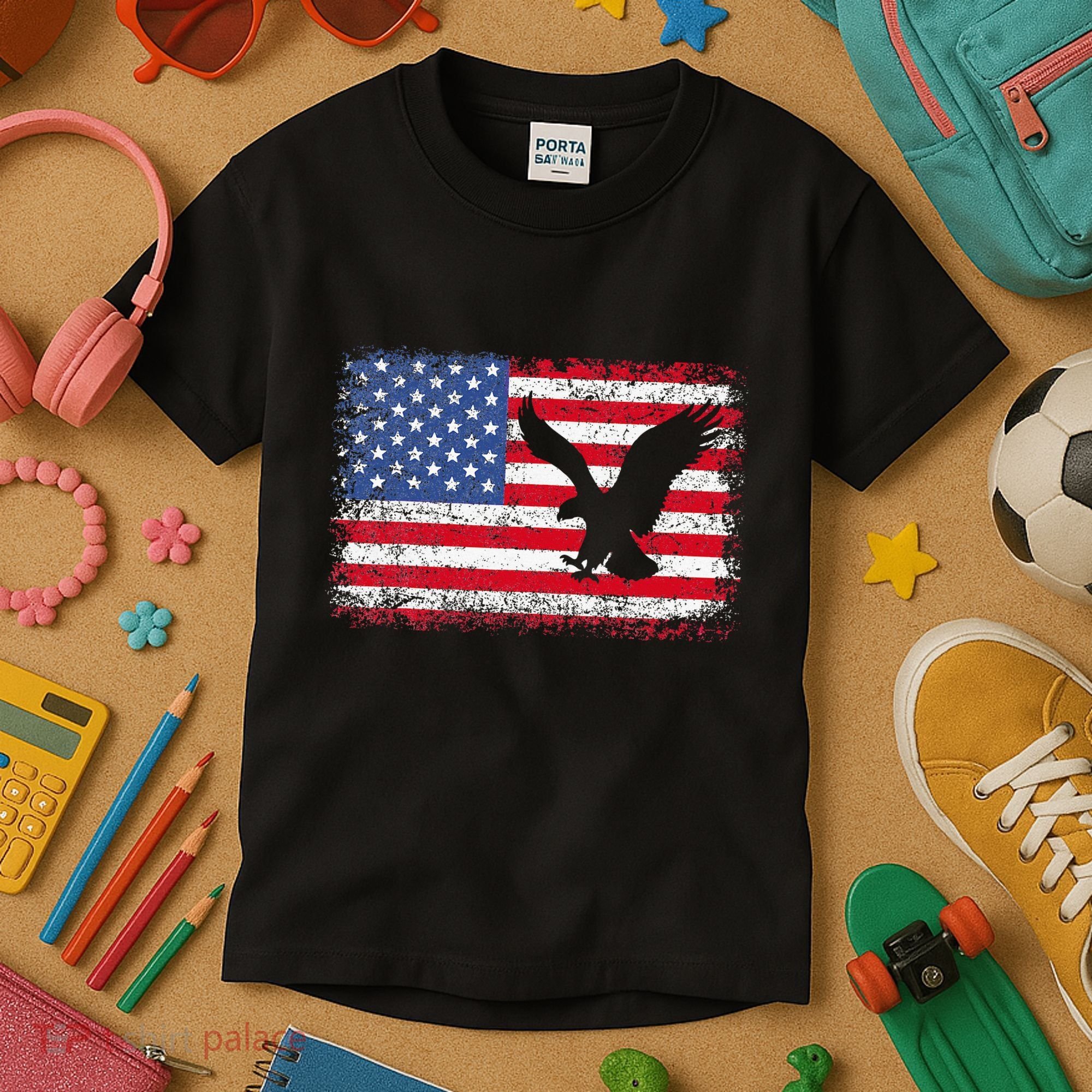 Patriotic Eagle 4th Of July Usa American Flag Kids T-Shirt
