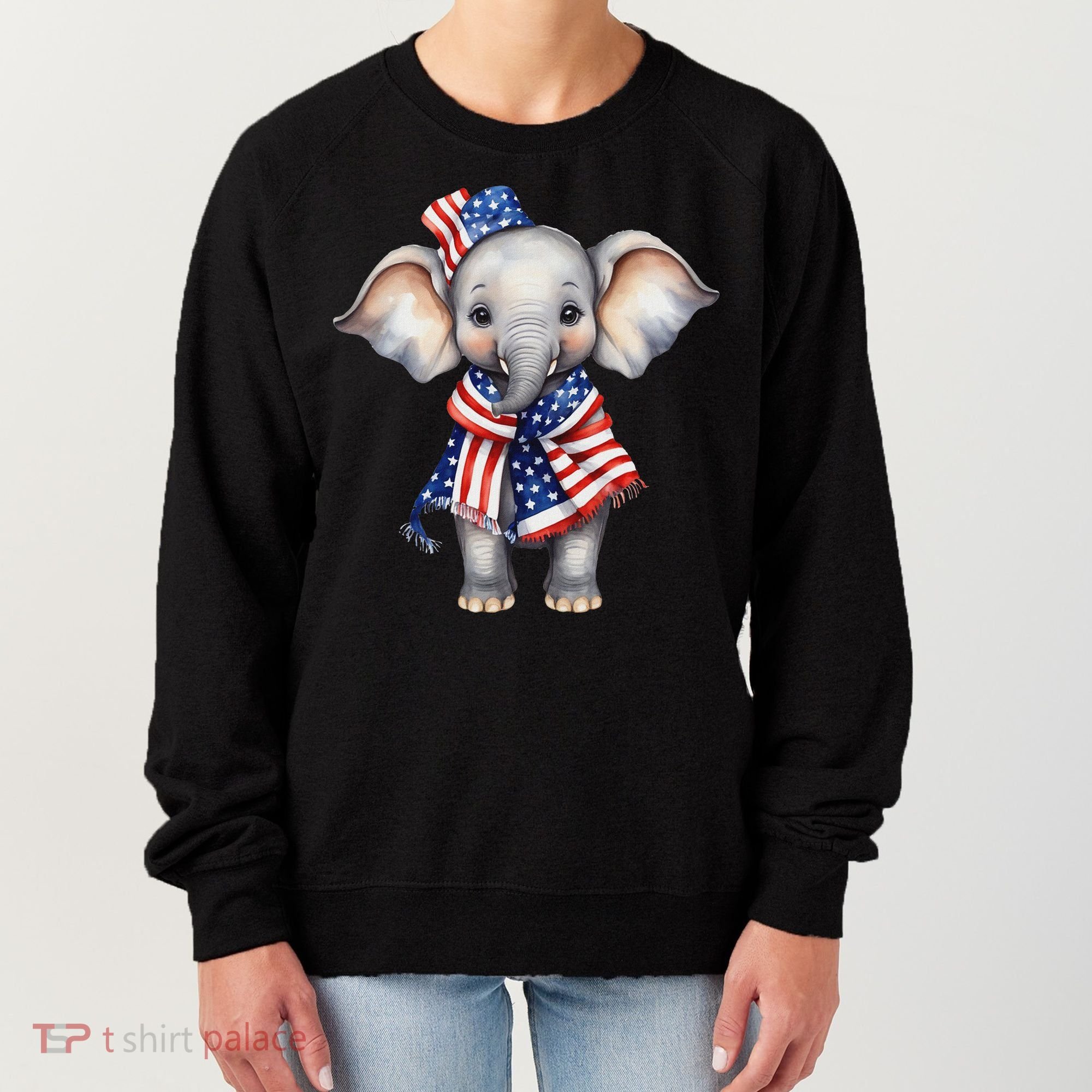Patriotic Elephant 4th Of July Us Flag Women's Sweatshirt