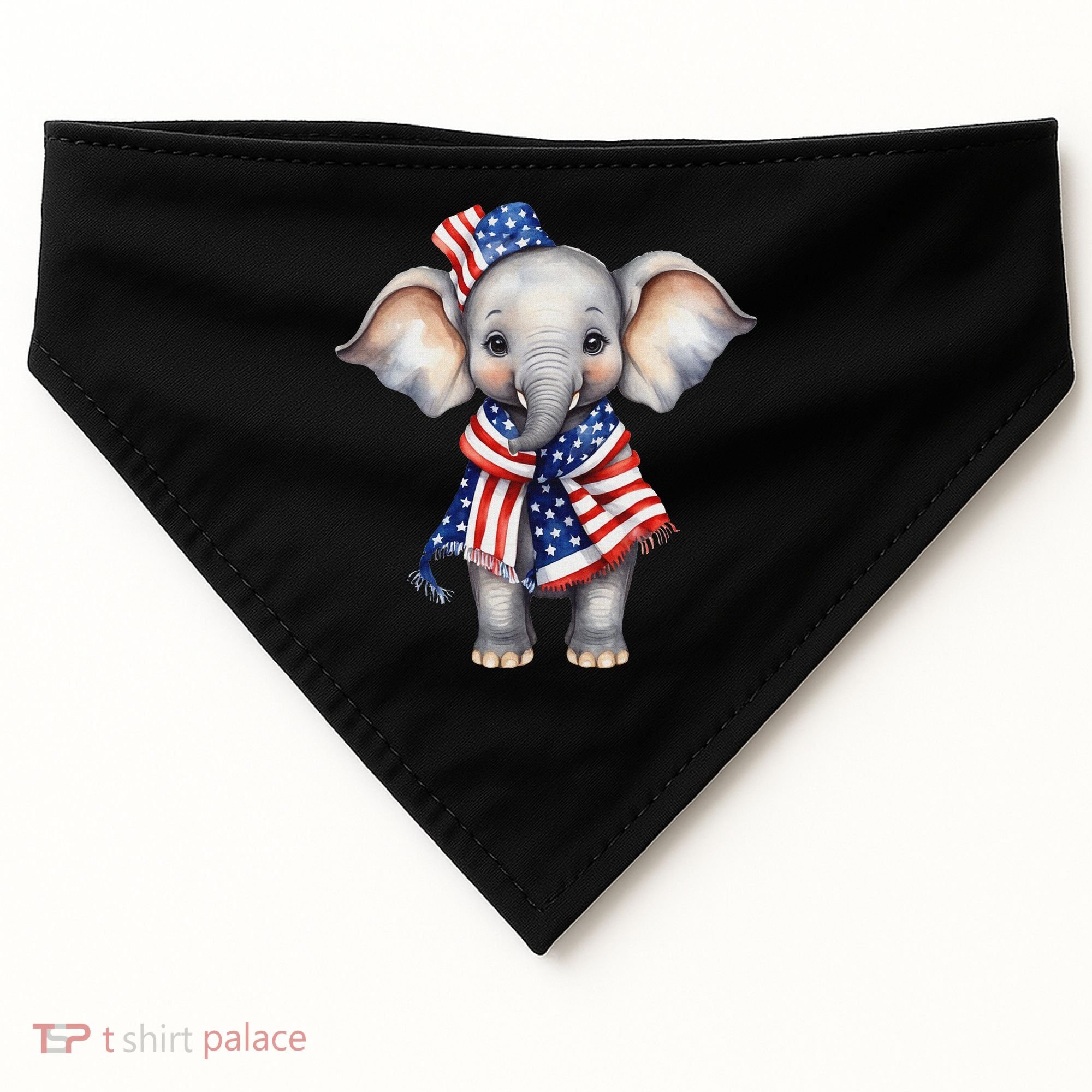Patriotic Elephant 4th Of July Us Flag USA-Made Doggie Bandana