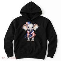 Patriotic Elephant 4th Of July Us Flag Hoodie thumb 0