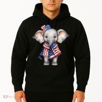 Patriotic Elephant 4th Of July Us Flag Hoodie thumb 2