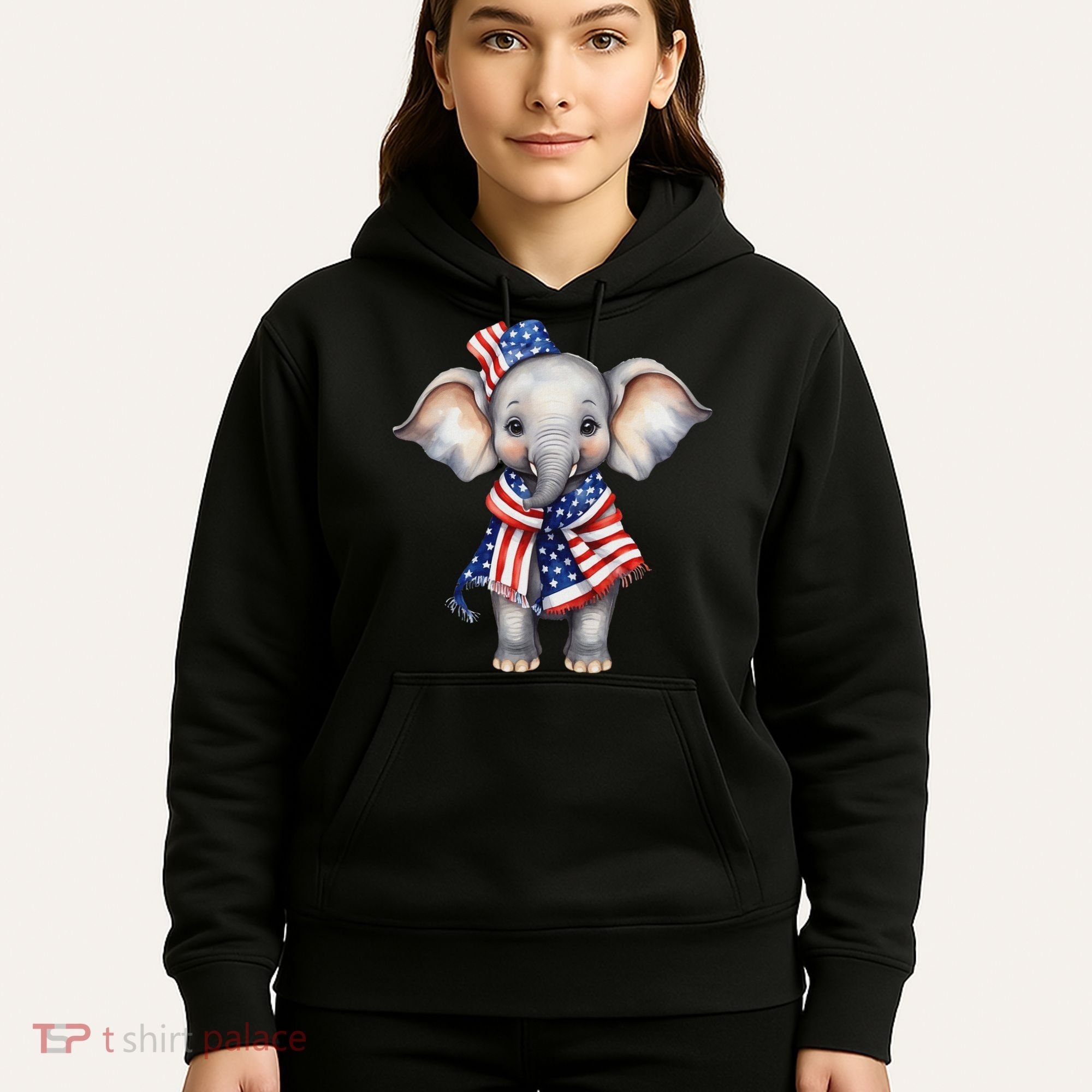Patriotic Elephant 4th Of July Us Flag Hoodie