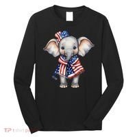 Patriotic Elephant 4th Of July Us Flag Long Sleeve Shirt thumb 0
