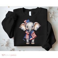 Patriotic Elephant 4th Of July Us Flag Sweatshirt thumb 2