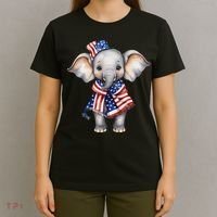 Patriotic Elephant 4th Of July Us Flag T-Shirt thumb 4