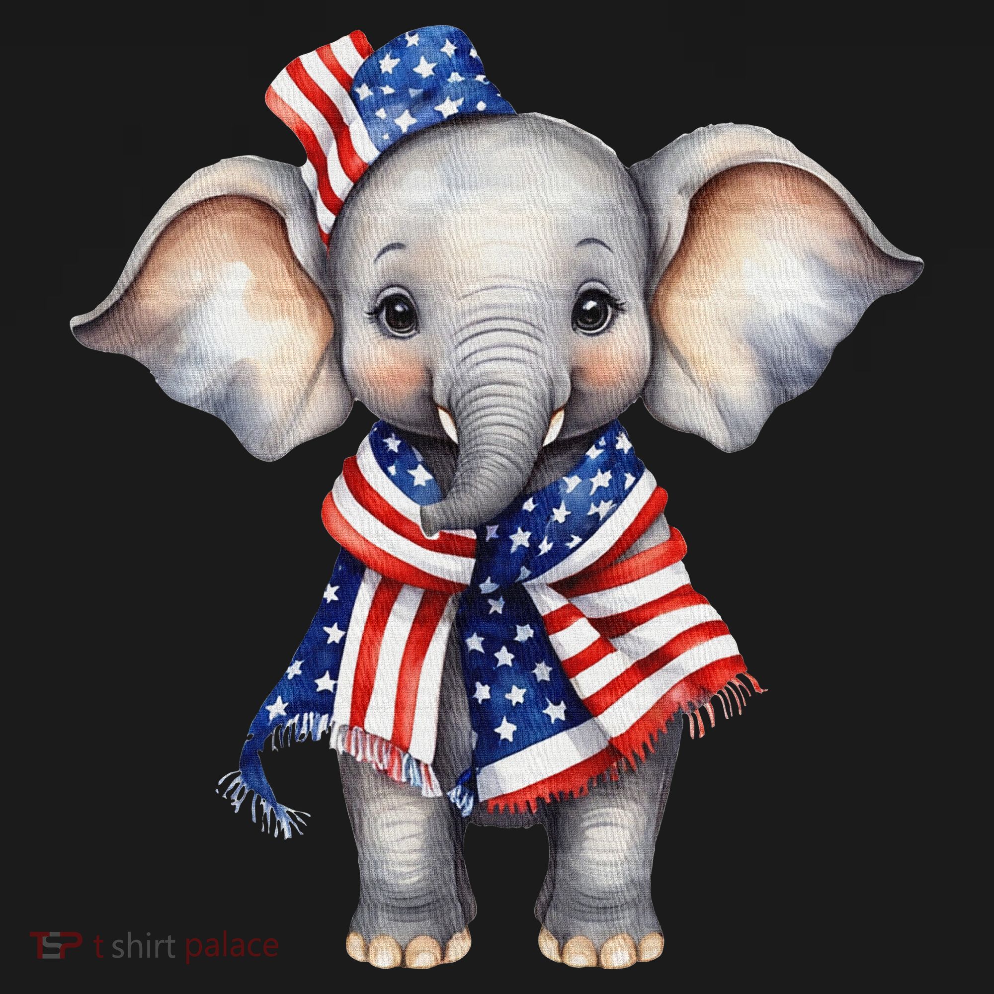 Patriotic Elephant 4th Of July Us Flag T-Shirt