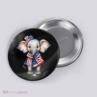 Patriotic Elephant 4th Of July Us Flag Button thumb 0
