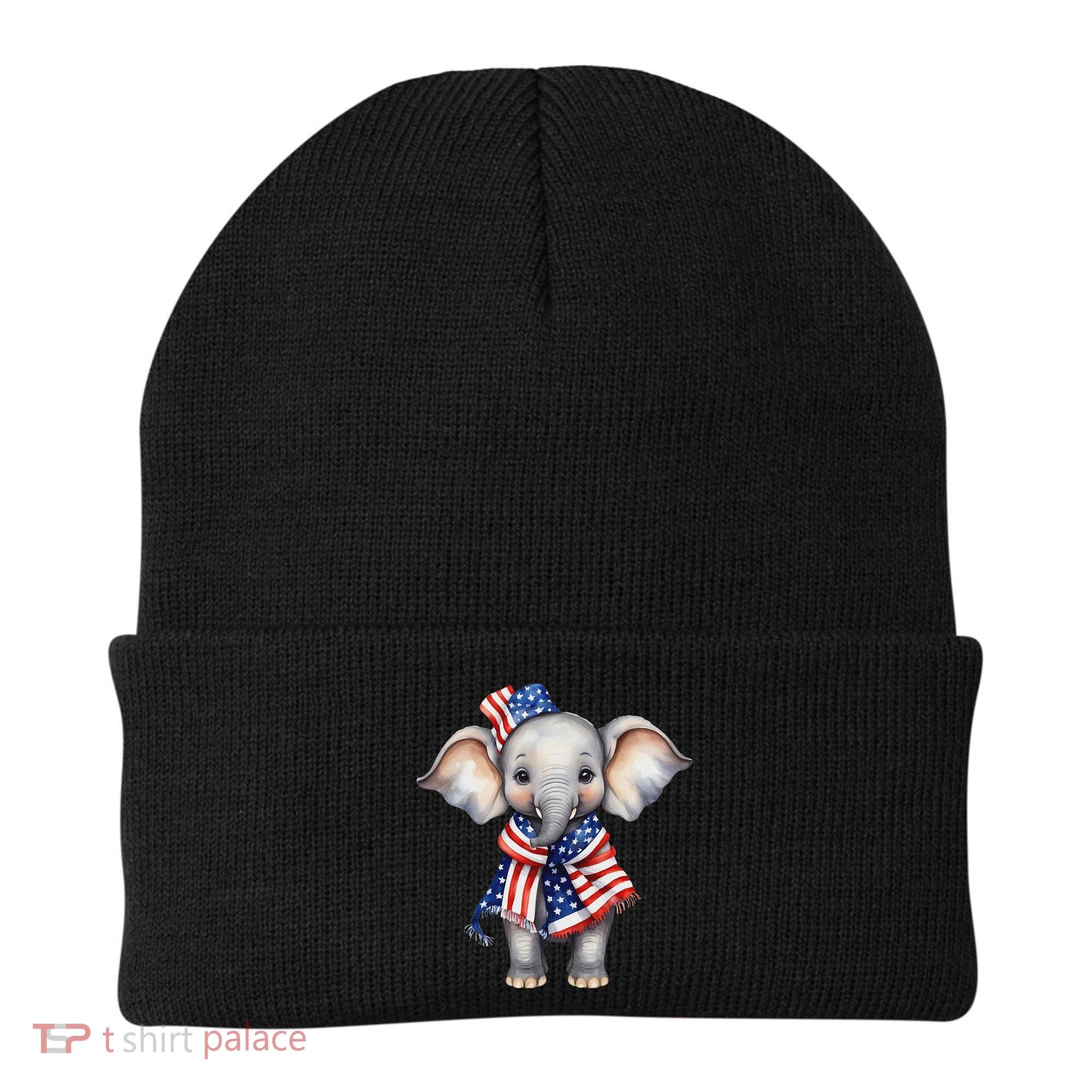 Patriotic Elephant 4th Of July Us Flag Beanie