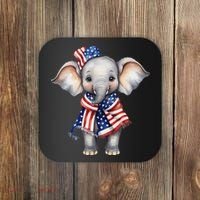 Patriotic Elephant 4th Of July Us Flag Coaster thumb 0