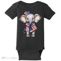 Patriotic Elephant 4th Of July Us Flag Baby Bodysuit thumb 0