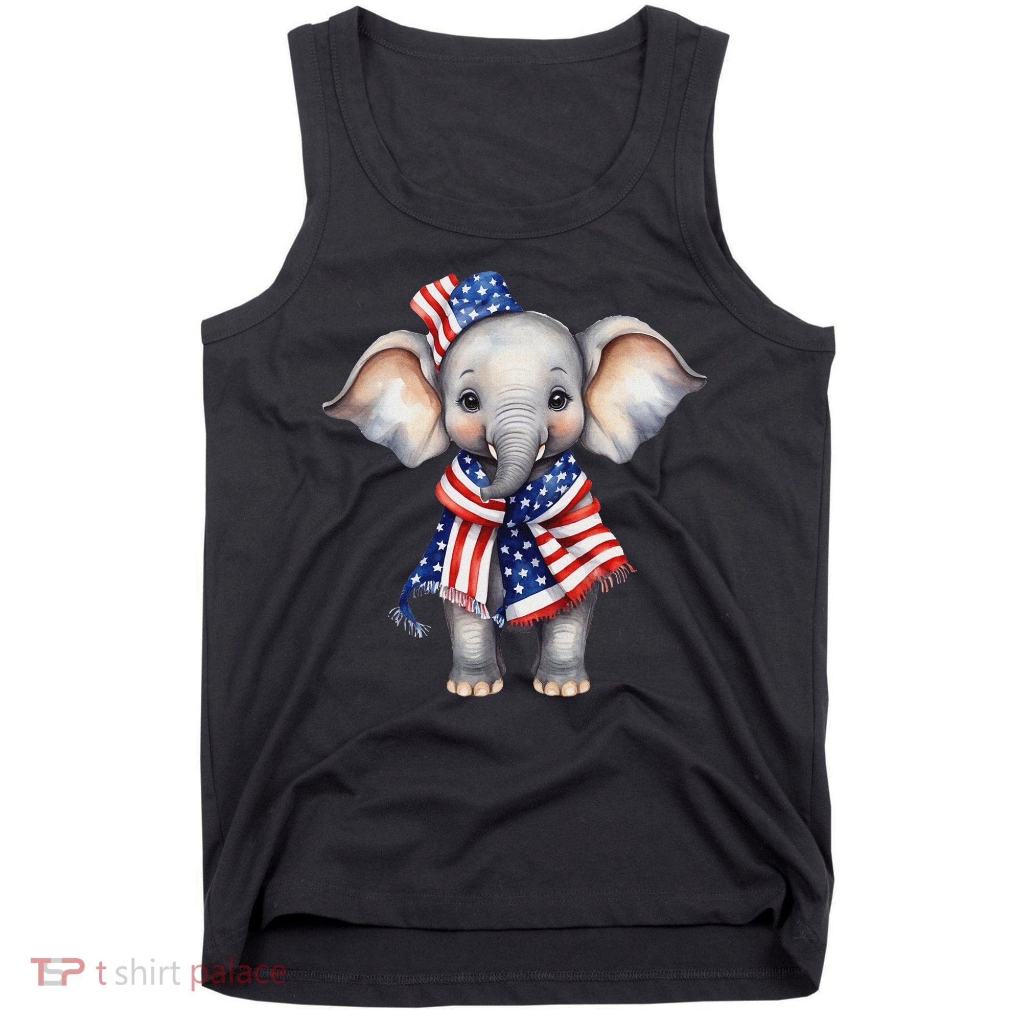 Patriotic Elephant 4th Of July Us Flag Tank Top