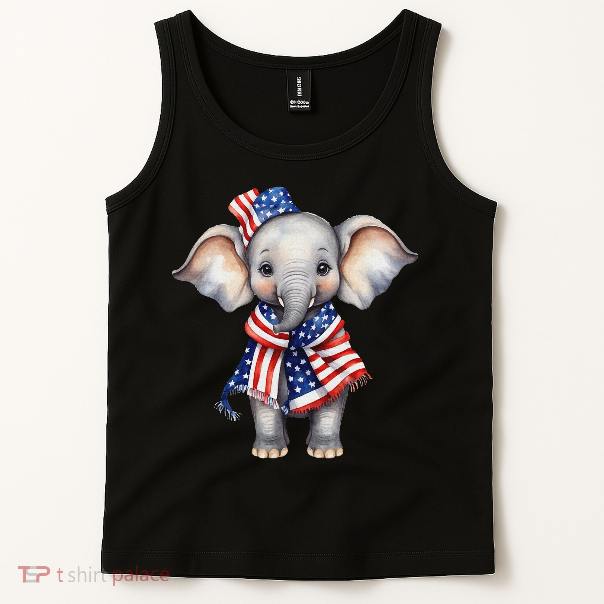 Patriotic Elephant 4th Of July Us Flag Tank Top