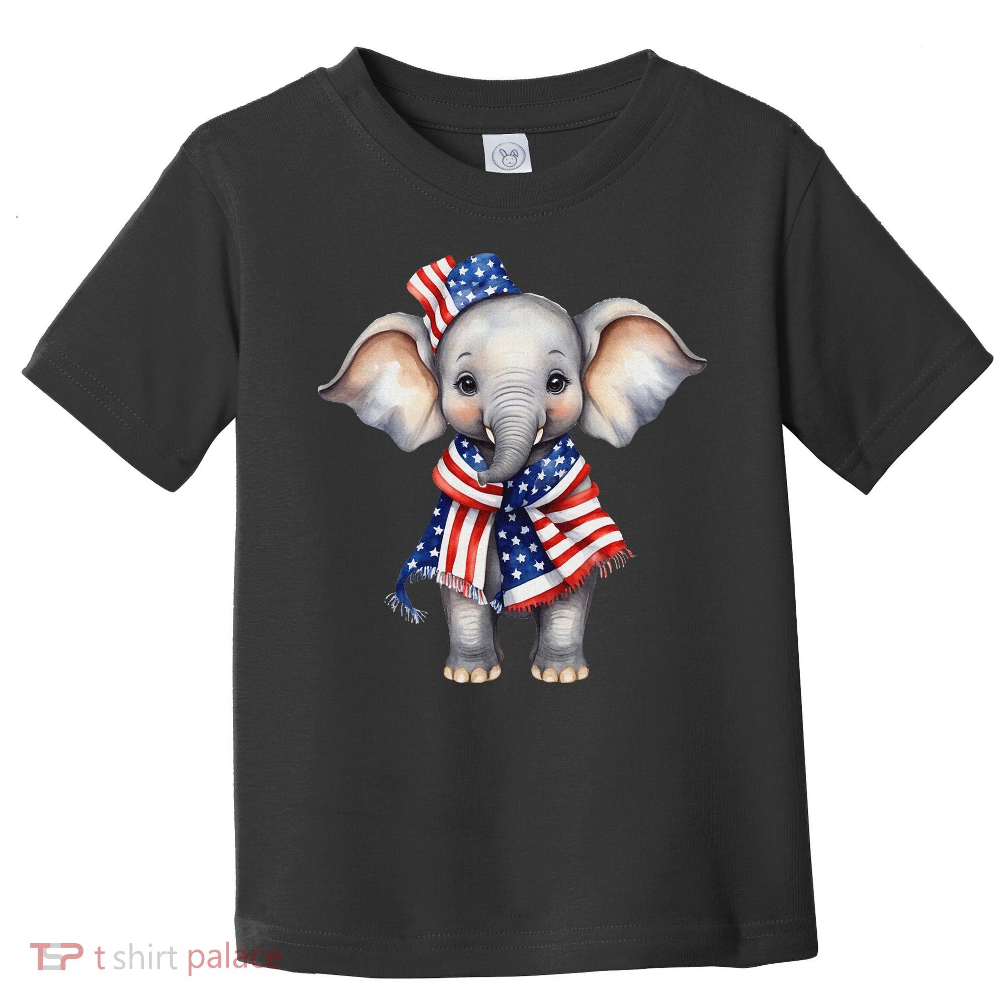 Patriotic Elephant 4th Of July Us Flag Toddler T-Shirt