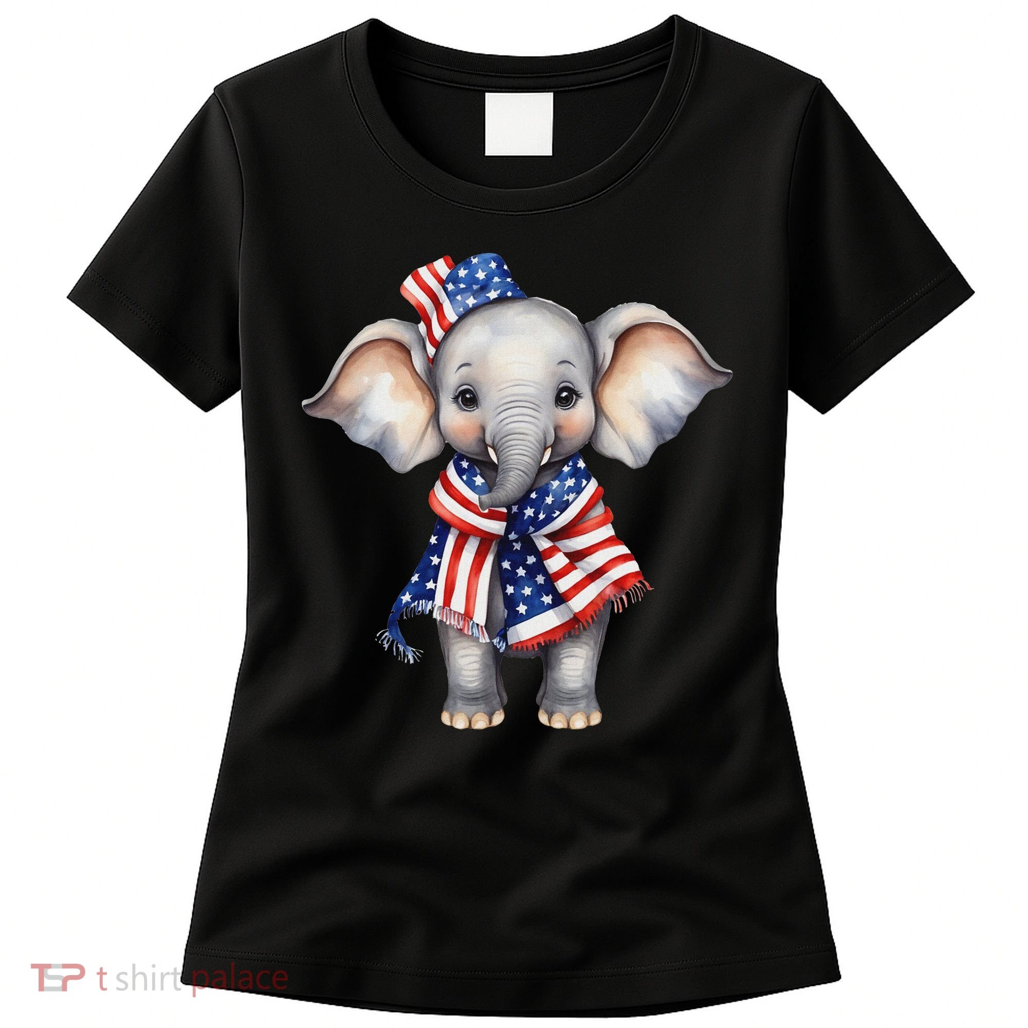 Patriotic Elephant 4th Of July Us Flag Women's T-Shirt
