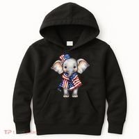 Patriotic Elephant 4th Of July Us Flag Kids Hoodie thumb 0