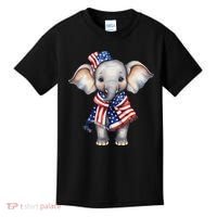 Patriotic Elephant 4th Of July Us Flag Kids T-Shirt thumb 0