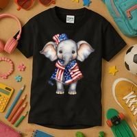 Patriotic Elephant 4th Of July Us Flag Kids T-Shirt thumb 3