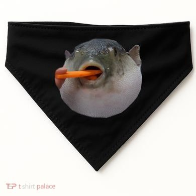 Pufferfish Eating A Carrot Meme Funny Blowfish Dank Memes Gift USA-Made Doggie Bandana