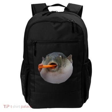 Pufferfish Eating A Carrot Meme Funny Blowfish Dank Memes Gift Backpack