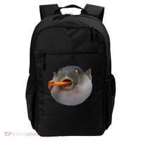 Pufferfish Eating A Carrot Meme Funny Blowfish Dank Memes Gift Backpack thumb 0