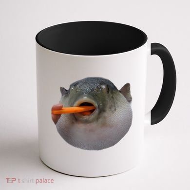 Pufferfish Eating A Carrot Meme Funny Blowfish Dank Memes Gift Coffee Mug back