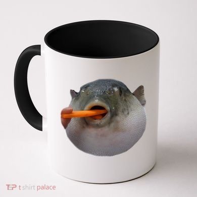 Pufferfish Eating A Carrot Meme Funny Blowfish Dank Memes Gift Coffee Mug