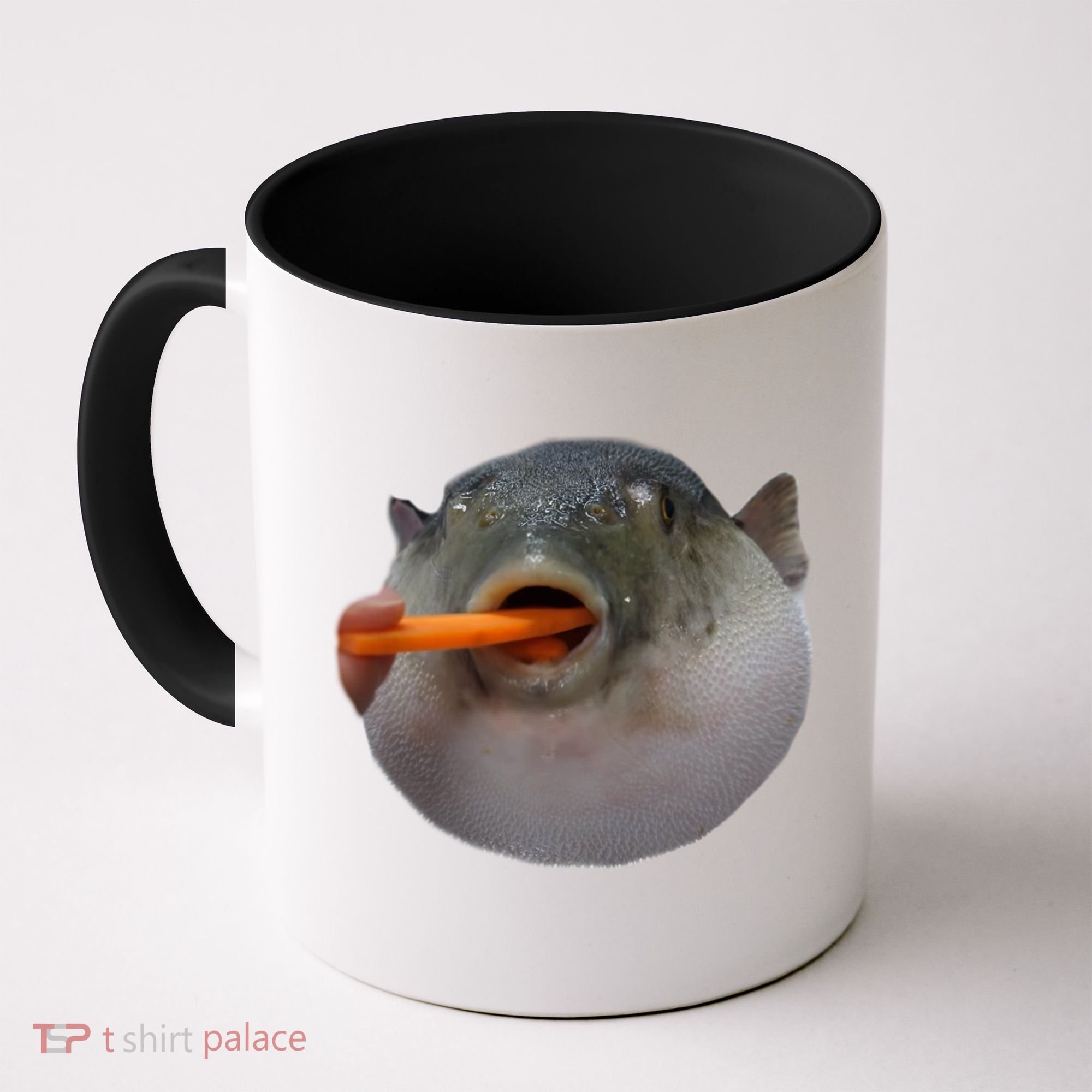 Pufferfish Eating A Carrot Meme Funny Blowfish Dank Memes Gift Coffee Mug