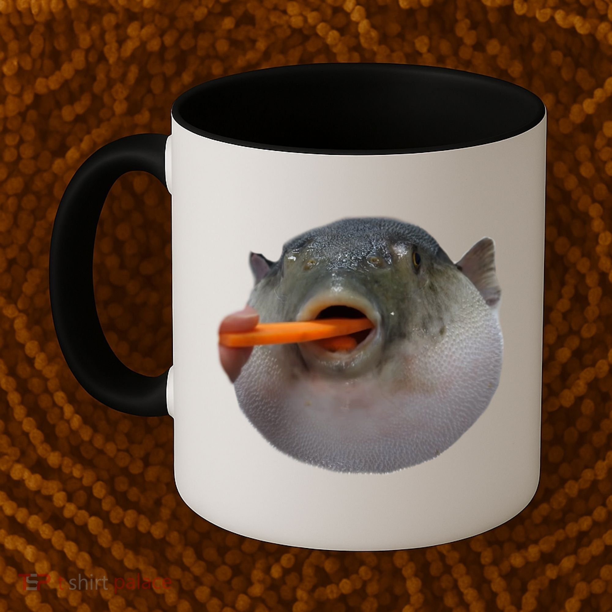 Pufferfish Eating A Carrot Meme Funny Blowfish Dank Memes Gift Coffee Mug