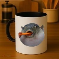 Pufferfish Eating A Carrot Meme Funny Blowfish Dank Memes Gift Coffee Mug thumb 4