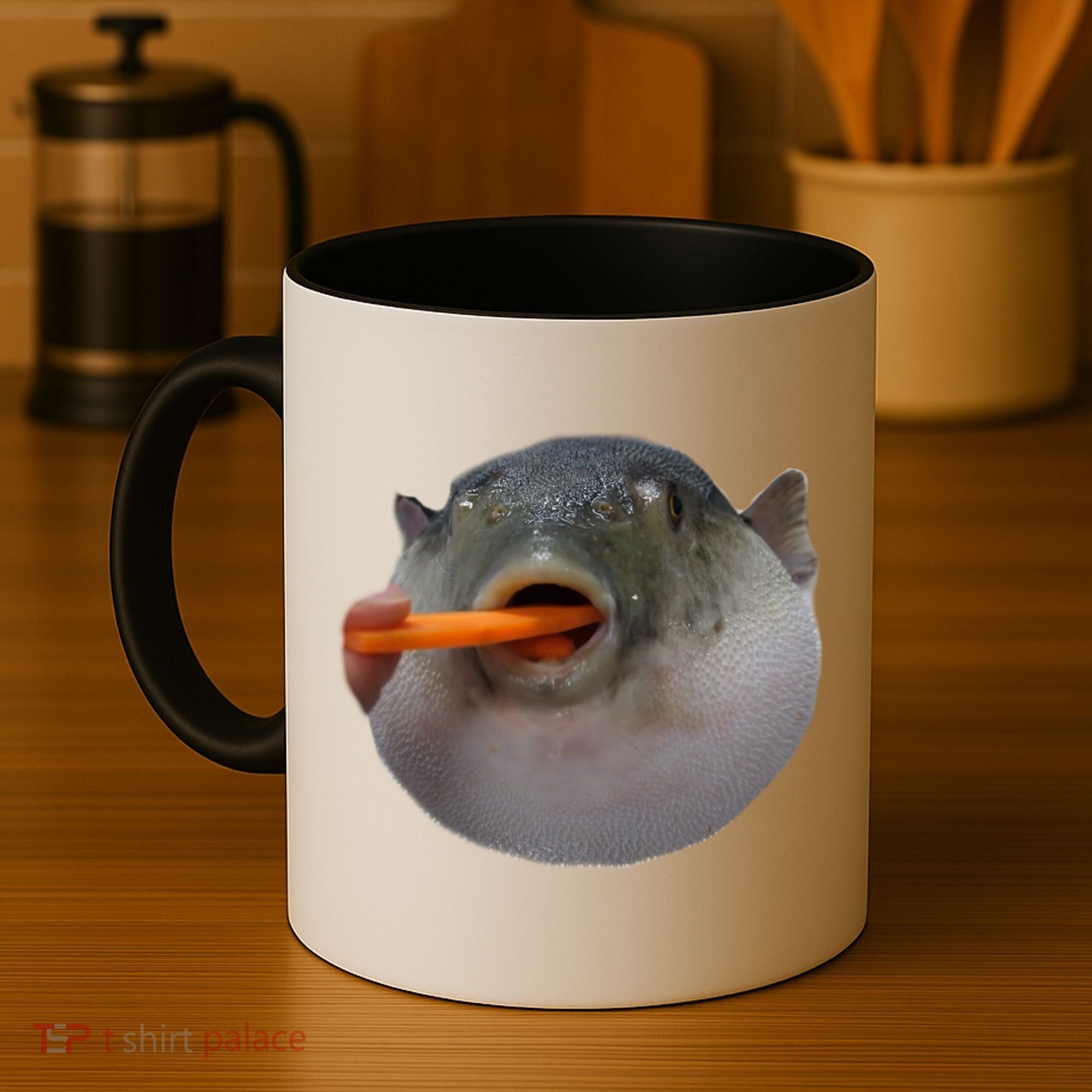 Pufferfish Eating A Carrot Meme Funny Blowfish Dank Memes Gift Coffee Mug