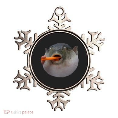 Pufferfish Eating A Carrot Meme Funny Blowfish Dank Memes Gift Ornament