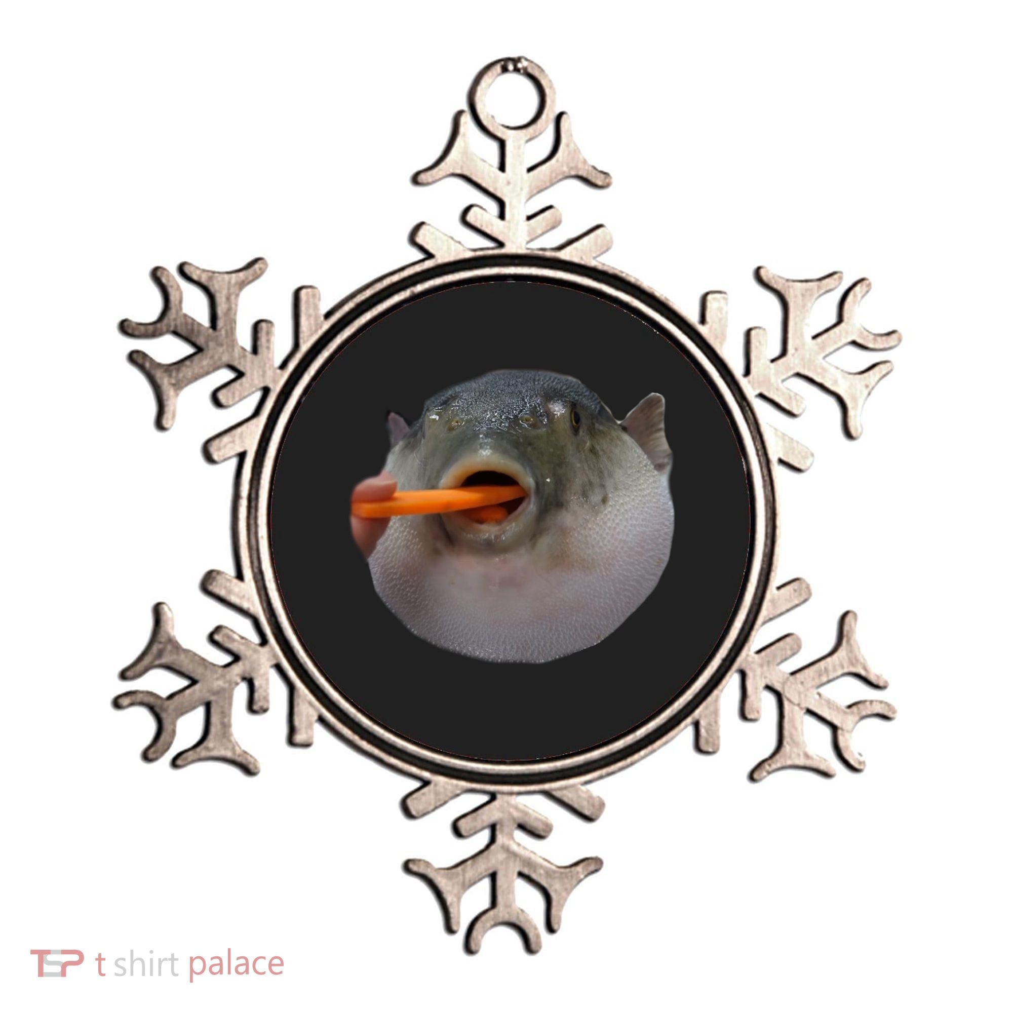 Pufferfish Eating A Carrot Meme Funny Blowfish Dank Memes Gift Ornament