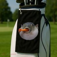 Pufferfish Eating A Carrot Meme Funny Blowfish Dank Memes Gift Golf Towel thumb 2
