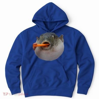 Pufferfish Eating A Carrot Meme Funny Blowfish Dank Memes Gift Hoodie