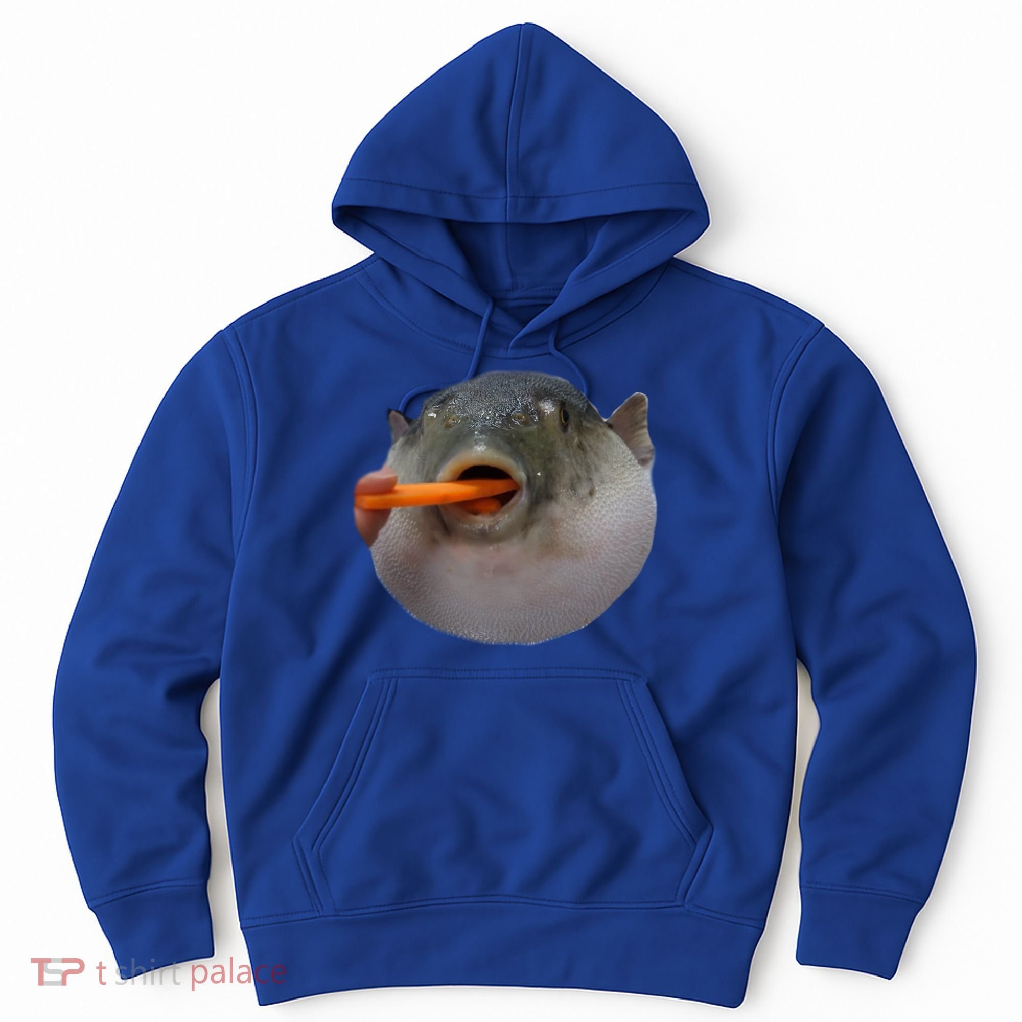 Pufferfish Eating A Carrot Meme Funny Blowfish Dank Memes Gift Hoodie