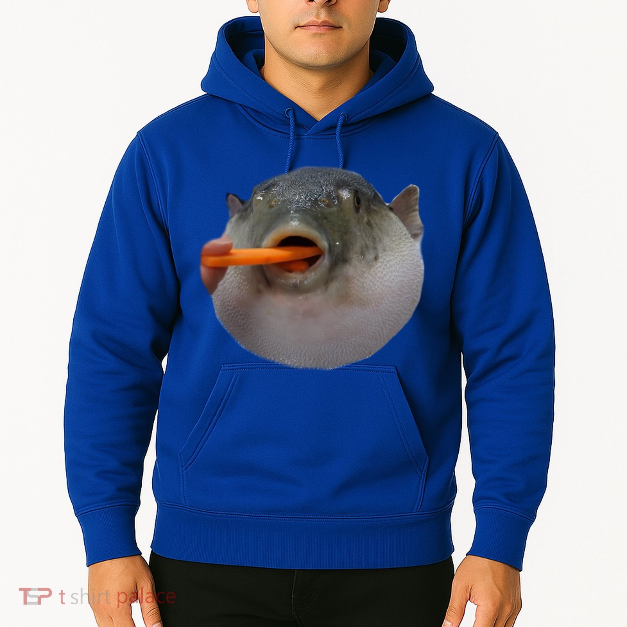 Pufferfish Eating A Carrot Meme Funny Blowfish Dank Memes Gift Hoodie