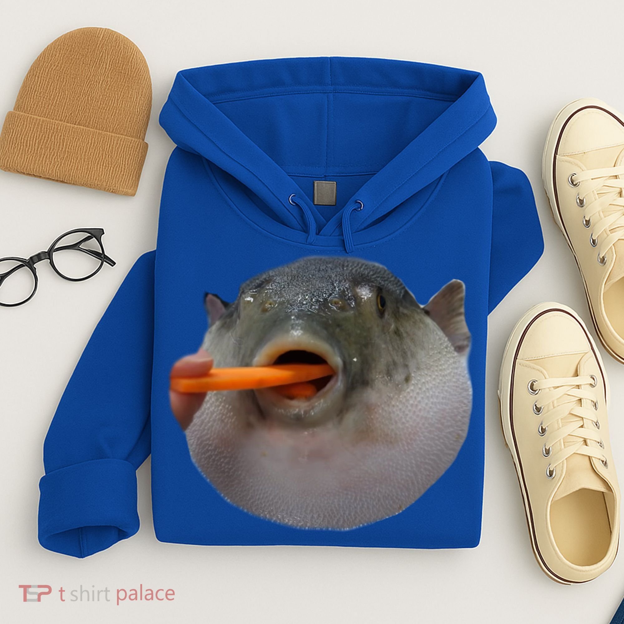 Pufferfish Eating A Carrot Meme Funny Blowfish Dank Memes Gift Hoodie