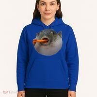 Pufferfish Eating A Carrot Meme Funny Blowfish Dank Memes Gift Hoodie thumb 5
