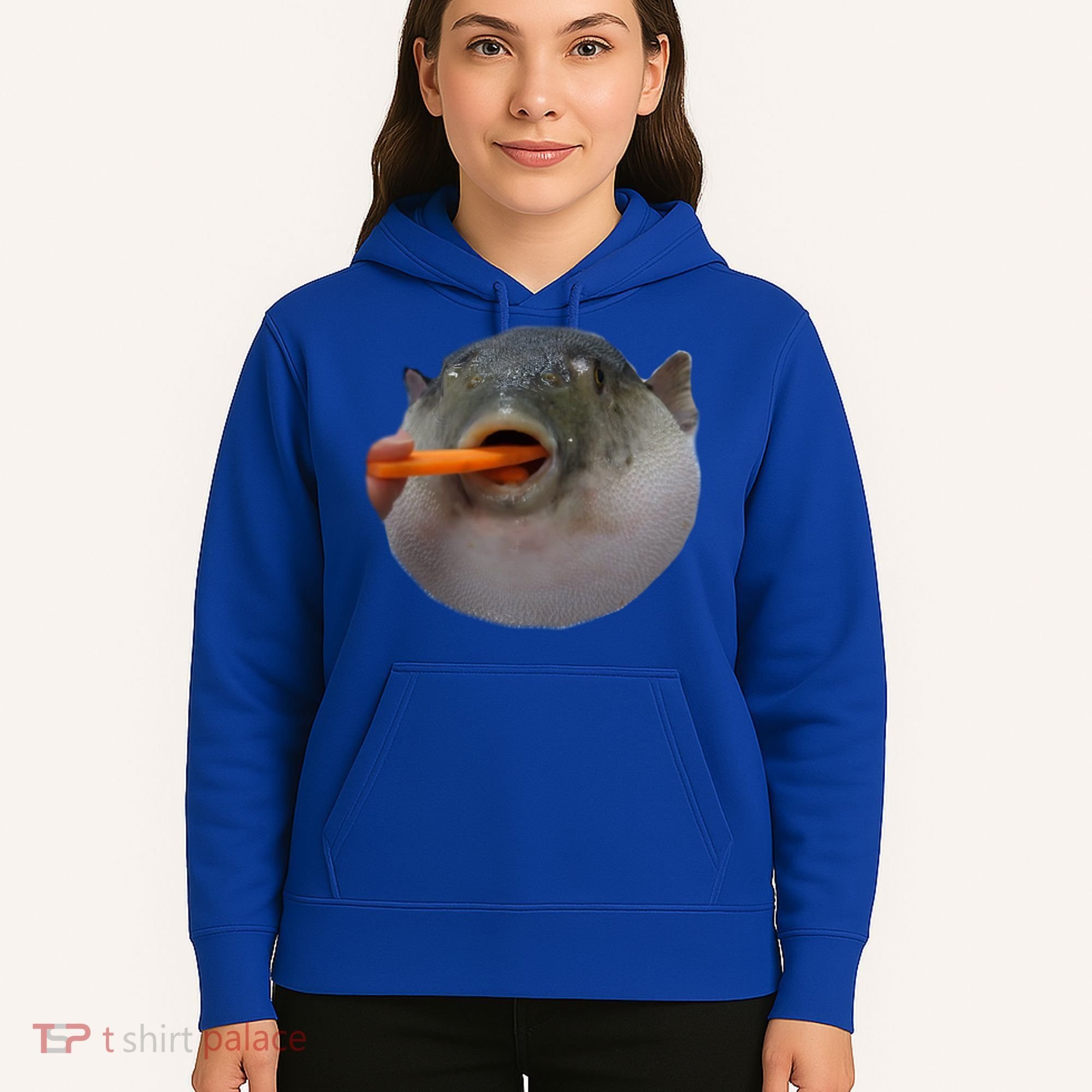 Pufferfish Eating A Carrot Meme Funny Blowfish Dank Memes Gift Hoodie