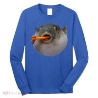 Pufferfish Eating A Carrot Meme Funny Blowfish Dank Memes Gift Long Sleeve Shirt thumb 0