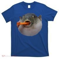 Pufferfish Eating A Carrot Meme Funny Blowfish Dank Memes Gift T-Shirt thumb 0