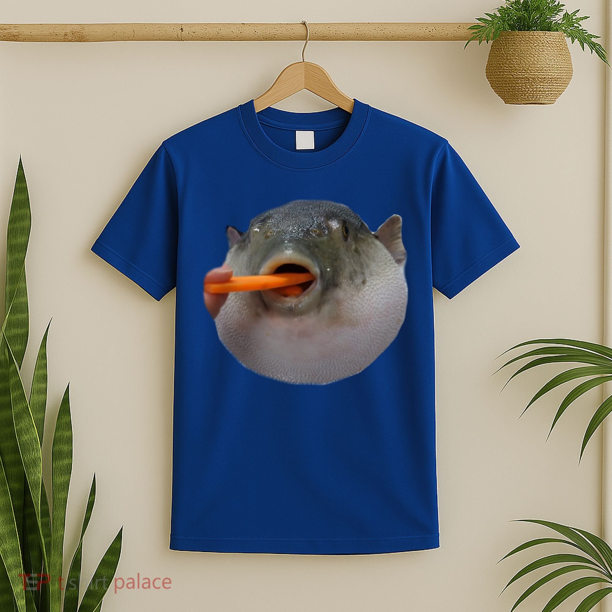 Pufferfish Eating A Carrot Meme Funny Blowfish Dank Memes Gift T-Shirt