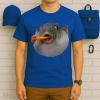 Pufferfish Eating A Carrot Meme Funny Blowfish Dank Memes Gift T-Shirt thumb 6