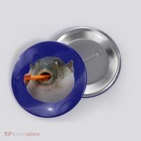 Pufferfish Eating A Carrot Meme Funny Blowfish Dank Memes Gift Button thumb 0