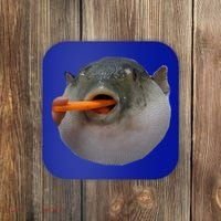 Pufferfish Eating A Carrot Meme Funny Blowfish Dank Memes Gift Coaster thumb 0
