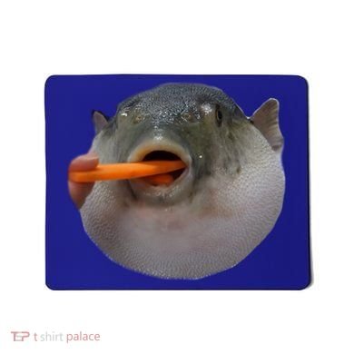 Pufferfish Eating A Carrot Meme Funny Blowfish Dank Memes Gift Mousepad