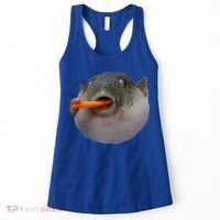 Pufferfish Eating A Carrot Meme Funny Blowfish Dank Memes Gift Women's Tank Top thumb 0