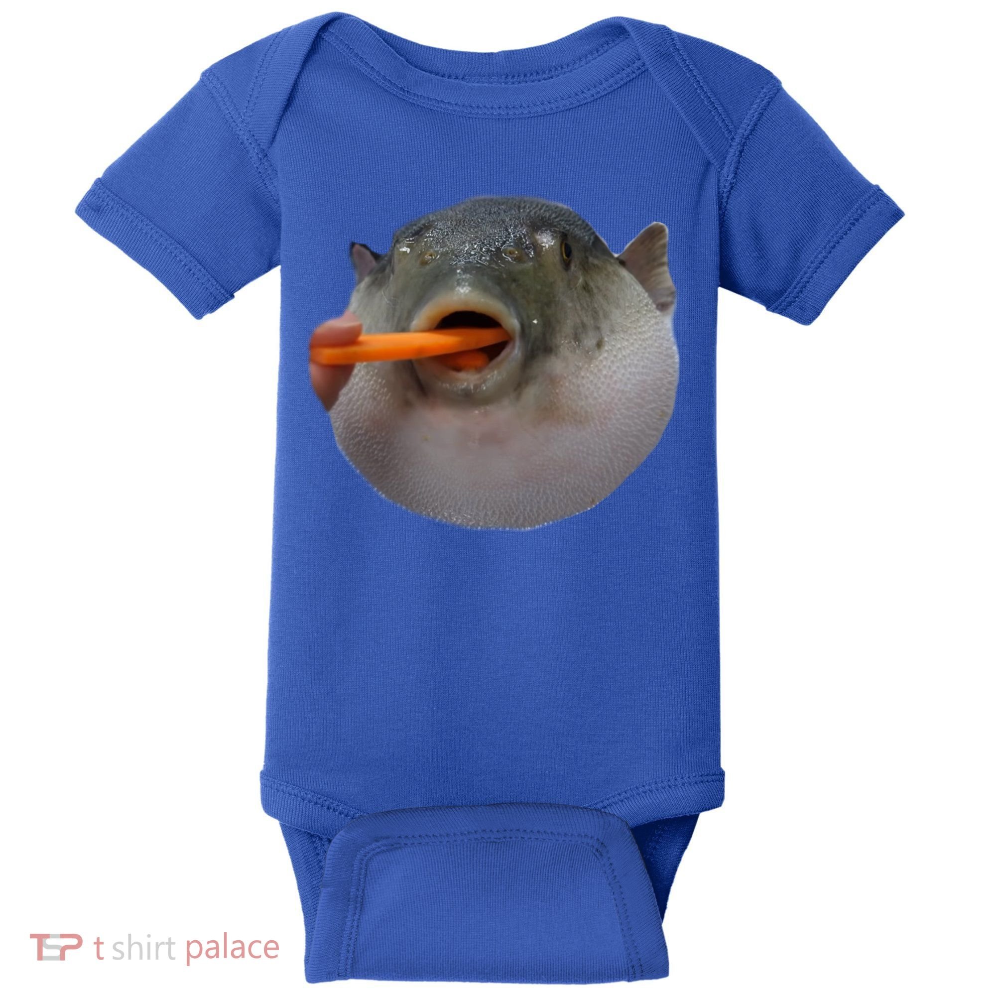 Pufferfish Eating A Carrot Meme Funny Blowfish Dank Memes Gift Baby Bodysuit